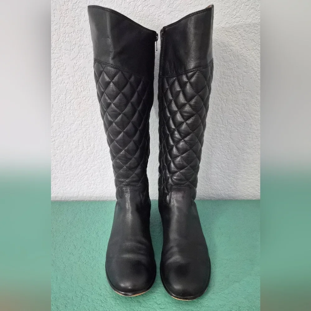 SPRING SALE | Corso Como Santona Quilted Leather Tall Riding Boots Black 9.5M